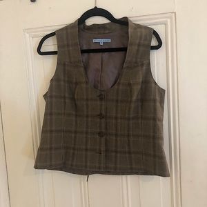 Button up Plaid Vest with tie in back